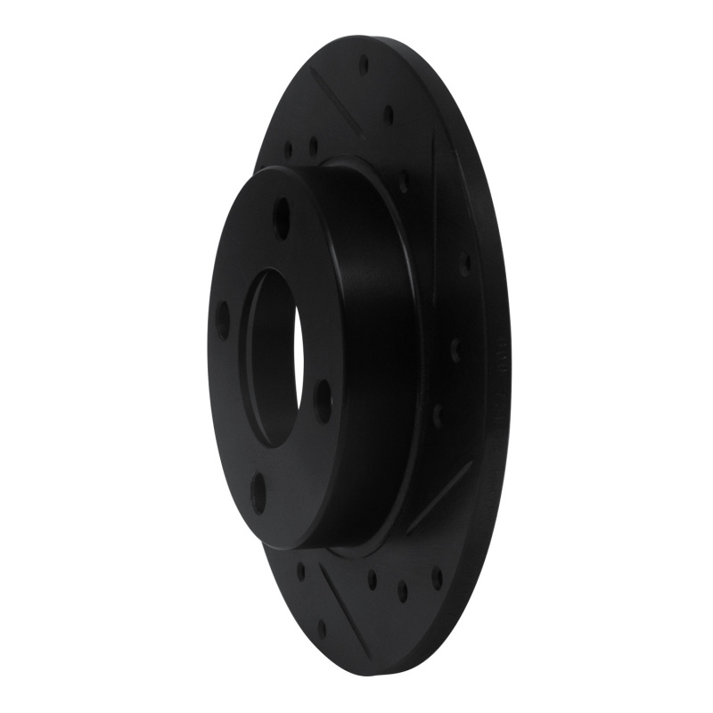 Picture of R1 84-95 Audi 90 Quattro Rear Right Drilled & Slotted Black Brake Rotor