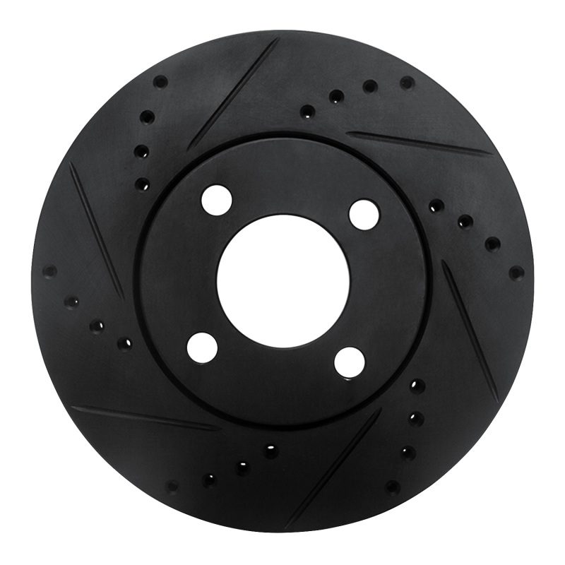 Picture of R1 90-91 Audi 90 Quattro Front Left Drilled & Slotted Black Brake Rotor