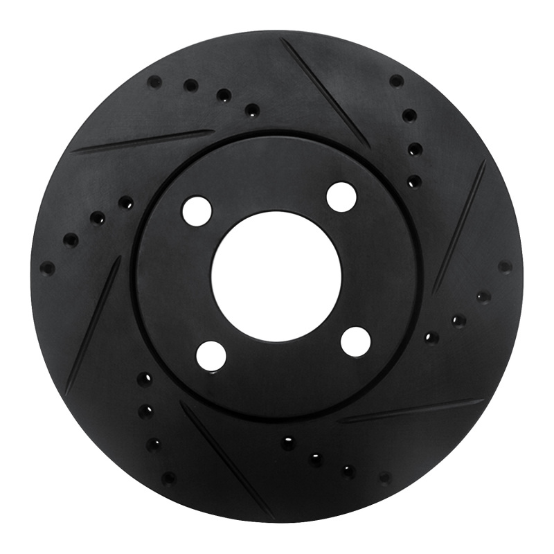 Picture of R1 90-91 Audi 90 Quattro Front Right Drilled & Slotted Black Brake Rotor