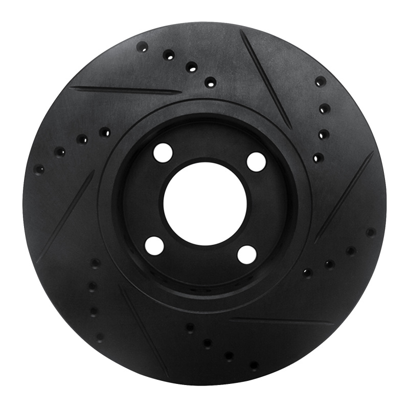 Picture of R1 90-91 Audi 90 Quattro Front Left Drilled & Slotted Black Brake Rotor