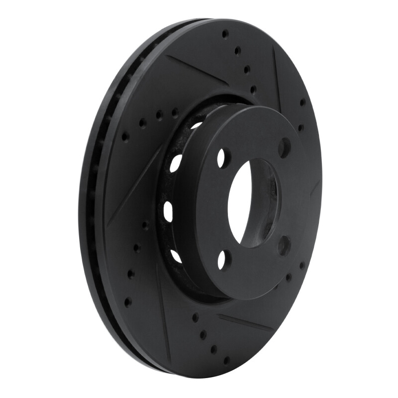 Picture of R1 90-98 Audi Cabriolet Front Right Drilled & Slotted Black Brake Rotor