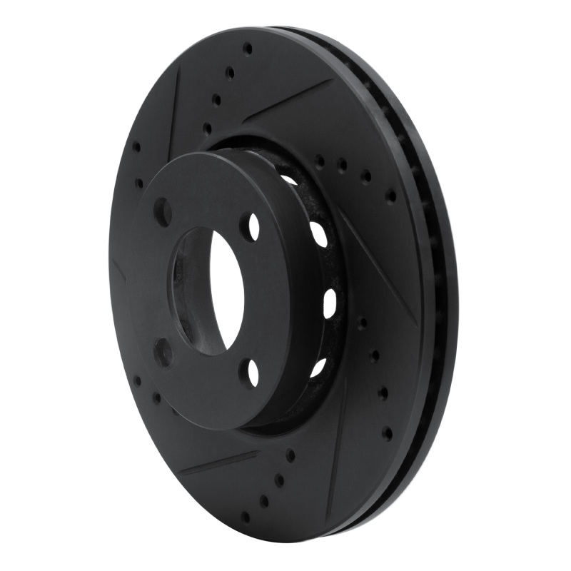 Picture of R1 90-98 Audi Cabriolet Front Left Drilled & Slotted Black Brake Rotor