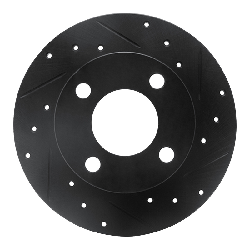 Picture of R1 89-91 Audi 100 Rear Right Drilled & Slotted Black Brake Rotor