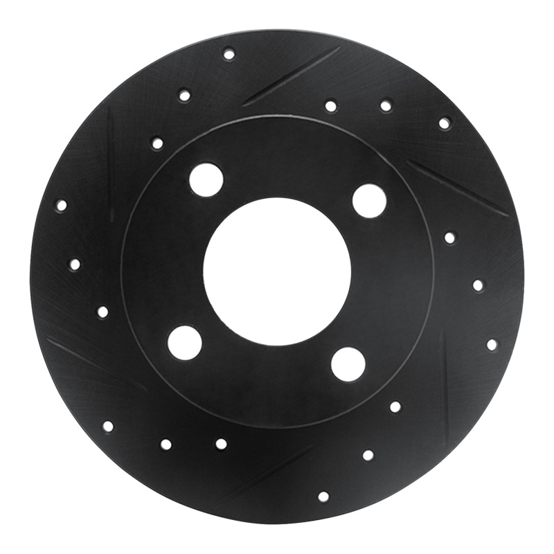 Picture of R1 89-91 Audi 100 Rear Left Drilled & Slotted Black Brake Rotor