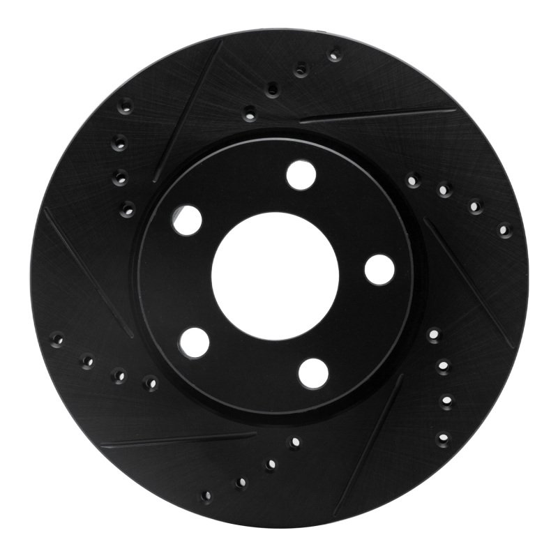 Picture of R1 90-97 Audi S6 Front Left Drilled & Slotted Black Brake Rotor