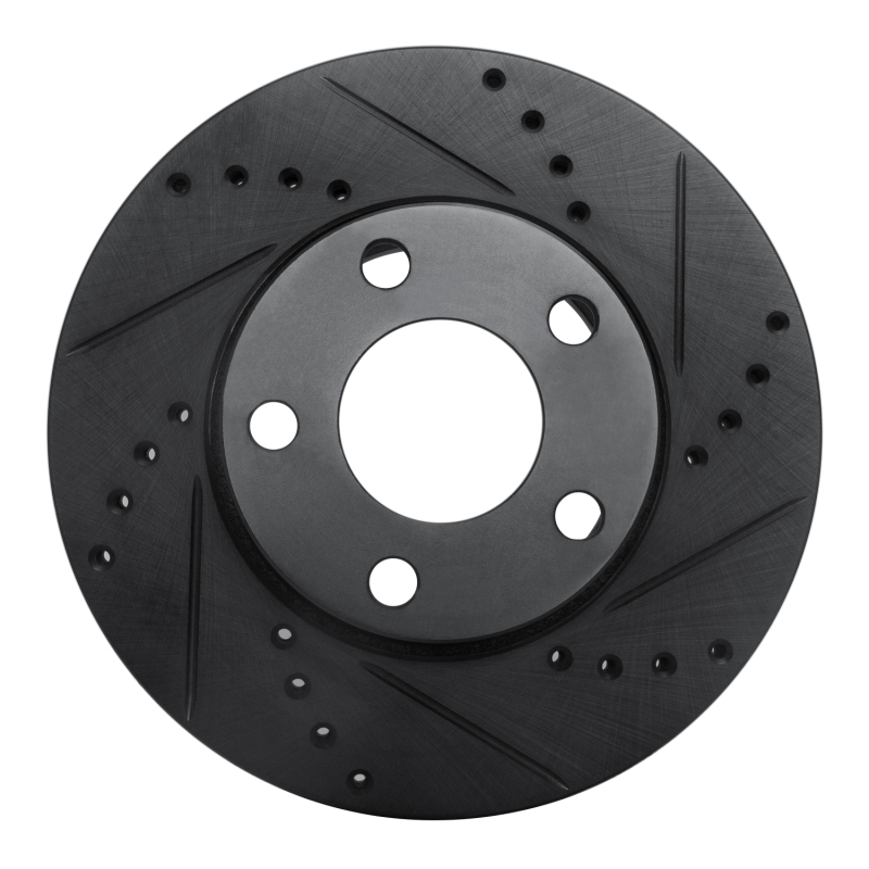Picture of R1 90-97 Audi V8 Quattro Front Right Drilled & Slotted Black Brake Rotor
