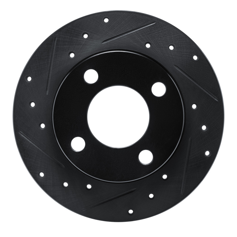Picture of R1 89-91 Audi 100 Quattro Rear Left Drilled & Slotted Black Brake Rotor
