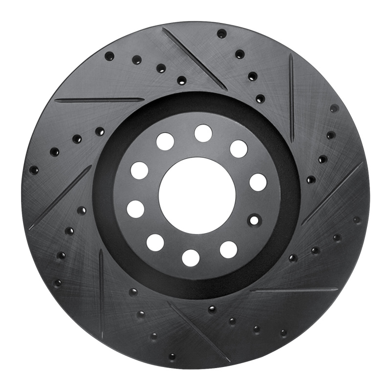 Picture of R1 98-09 Audi A6 (Mexico) Front Right Drilled & Slotted Black Brake Rotor