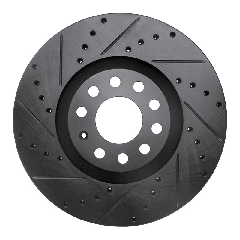 Picture of R1 98-09 Audi A4 (Mexico) Front Left Drilled & Slotted Black Brake Rotor