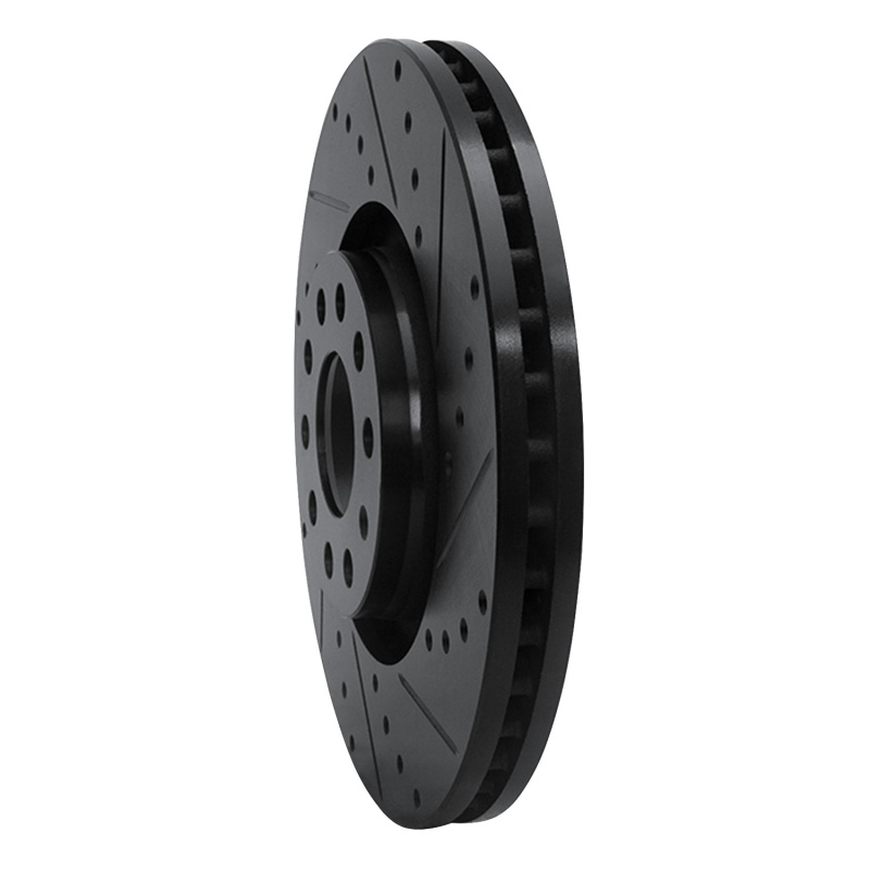 Picture of R1 98-09 Audi A6 (Mexico) Front Right Drilled & Slotted Black Brake Rotor