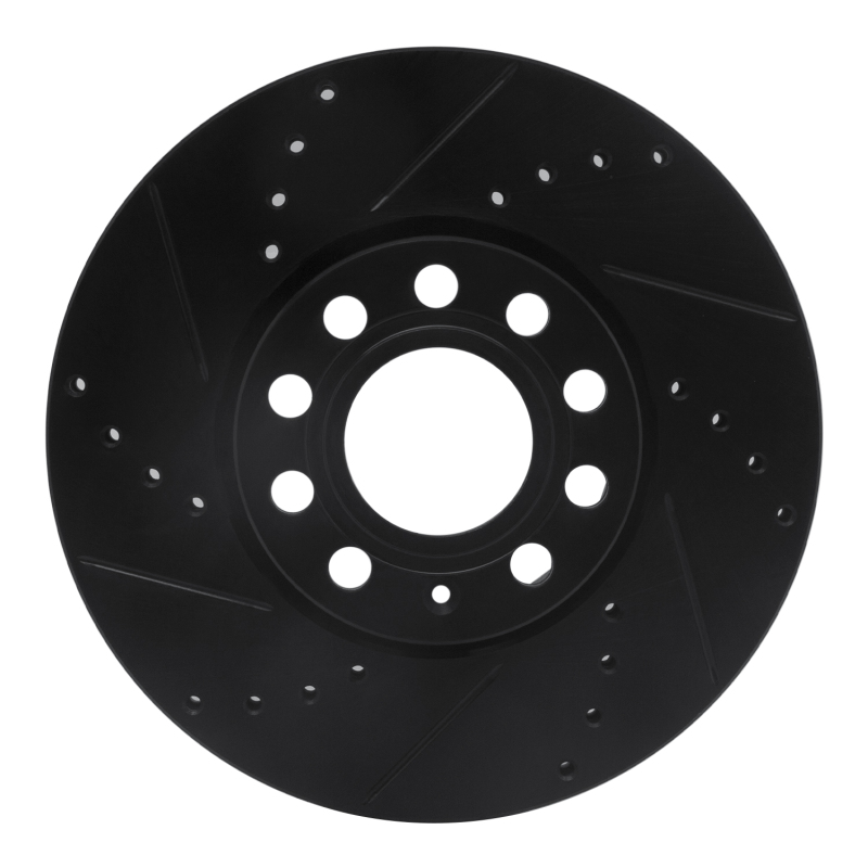 Picture of R1 92-08 Audi A4 (Mexico) Front Left Drilled & Slotted Black Brake Rotor
