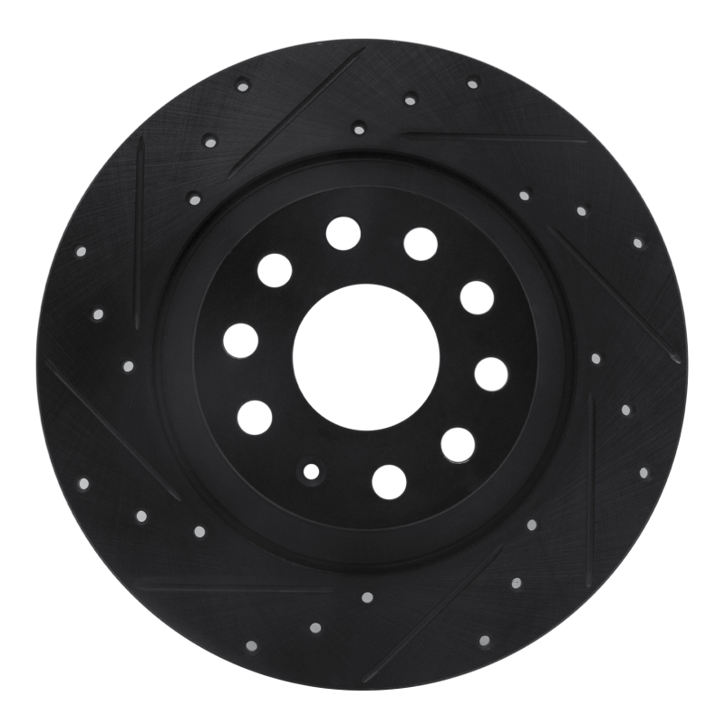 Picture of R1 16-25 Audi TT Quattro Rear Left Drilled & Slotted Black Brake Rotor