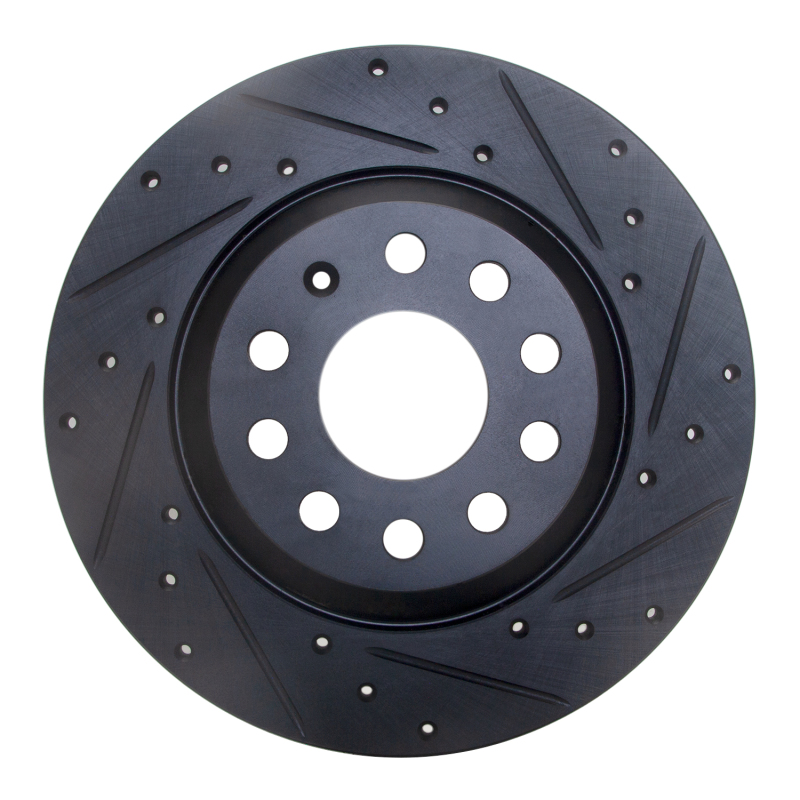 Picture of R1 16-25 Audi Q3 Rear Right Drilled & Slotted Black Brake Rotor