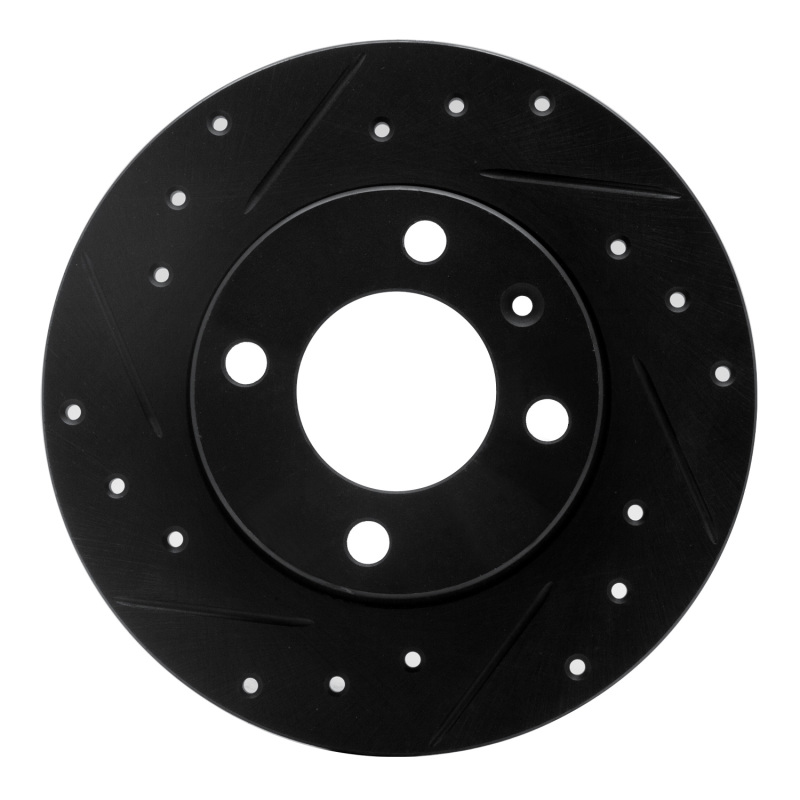 Picture of R1 86-93 Volkswagen Passat (USA/Canada) Rear Left Drilled & Slotted Black Brake Rotor