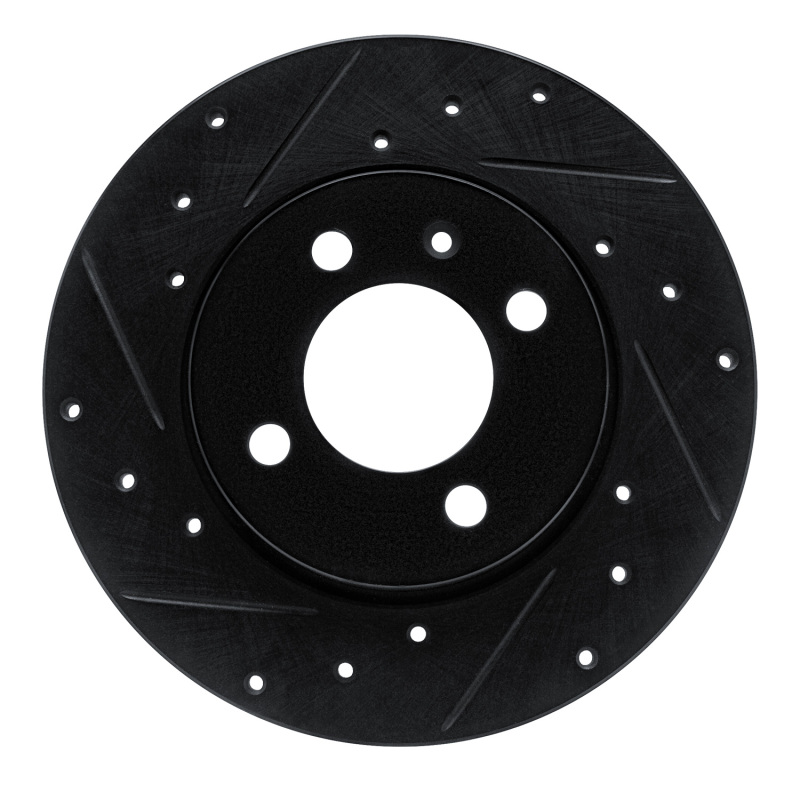 Picture of R1 84-97 Audi Coupe Front Left Drilled & Slotted Black Brake Rotor