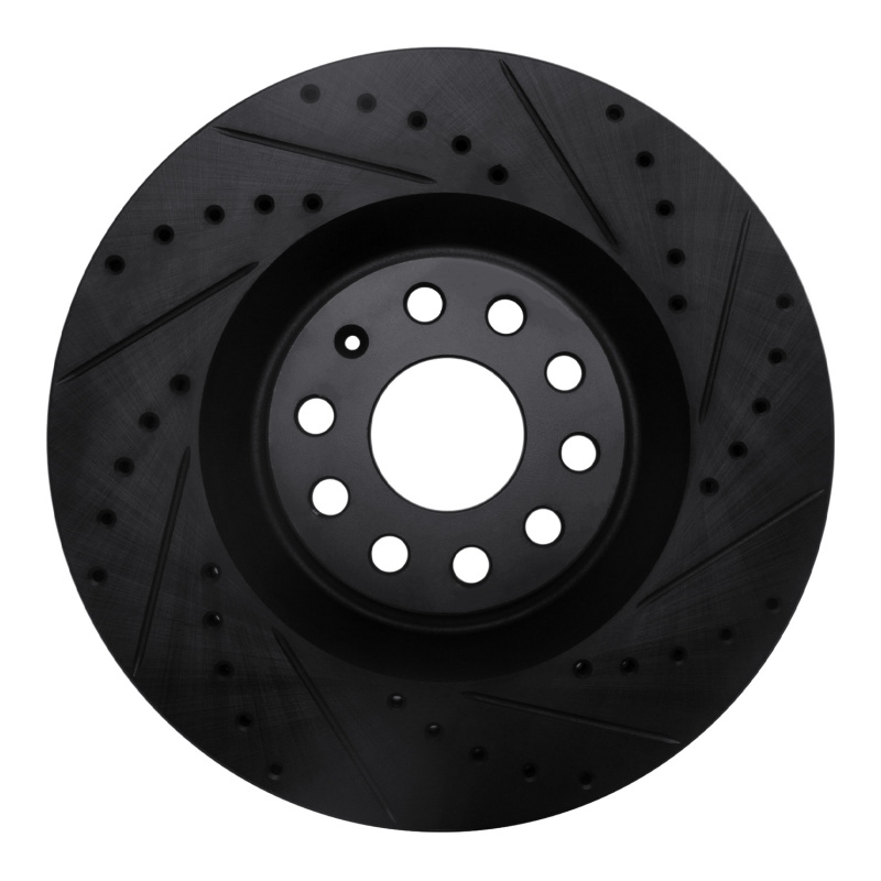Picture of R1 06-13 Audi S3 (Mexico) Front Right Drilled & Slotted Black Brake Rotor