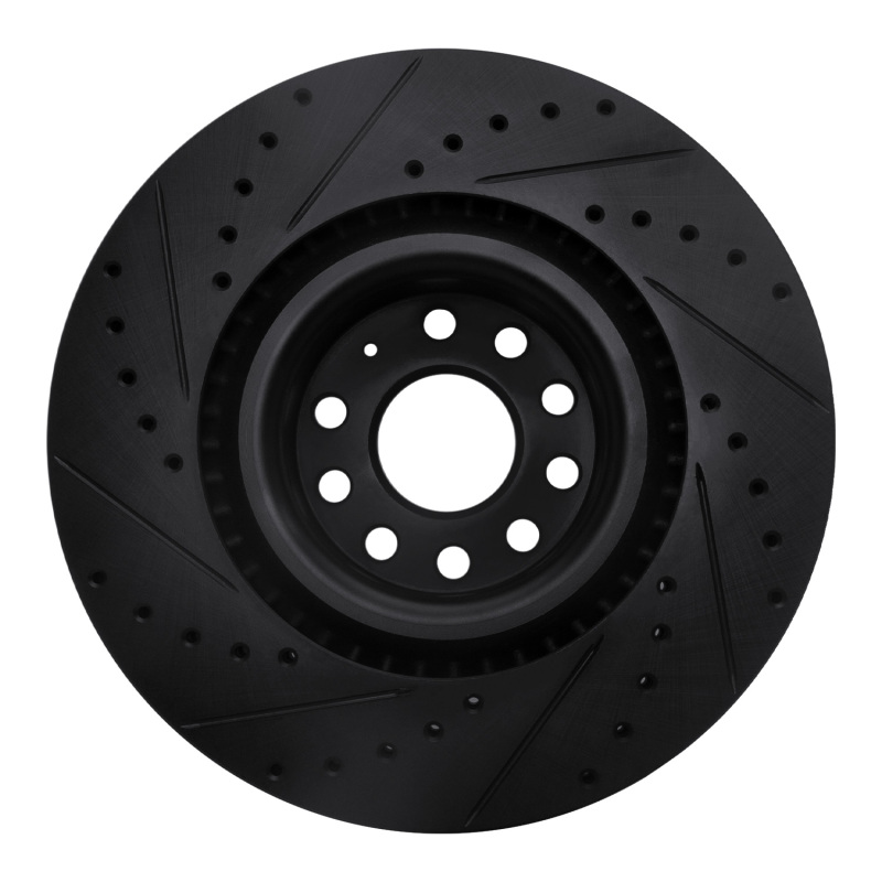 Picture of R1 06-13 Audi S3 (Mexico) Front Right Drilled & Slotted Black Brake Rotor