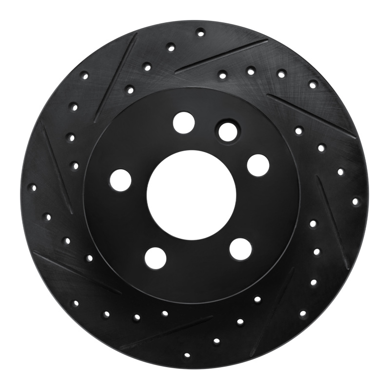 Picture of R1 92-95 Volkswagen EuroVan Front Left Drilled & Slotted Black Brake Rotor