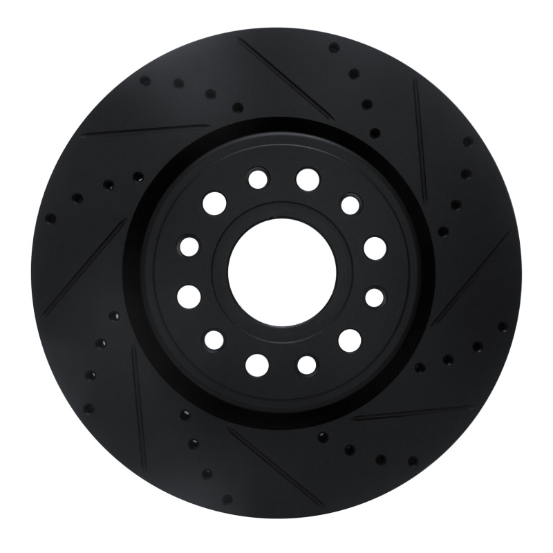 Picture of R1 19-25 Ram 1500 Front Right Drilled & Slotted Black Brake Rotor