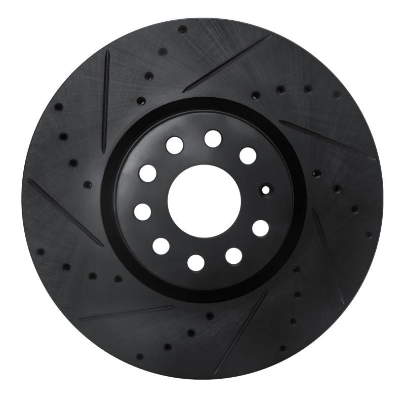 Picture of R1 18-25 Volkswagen ATLAS Front Left Drilled & Slotted Black Brake Rotor