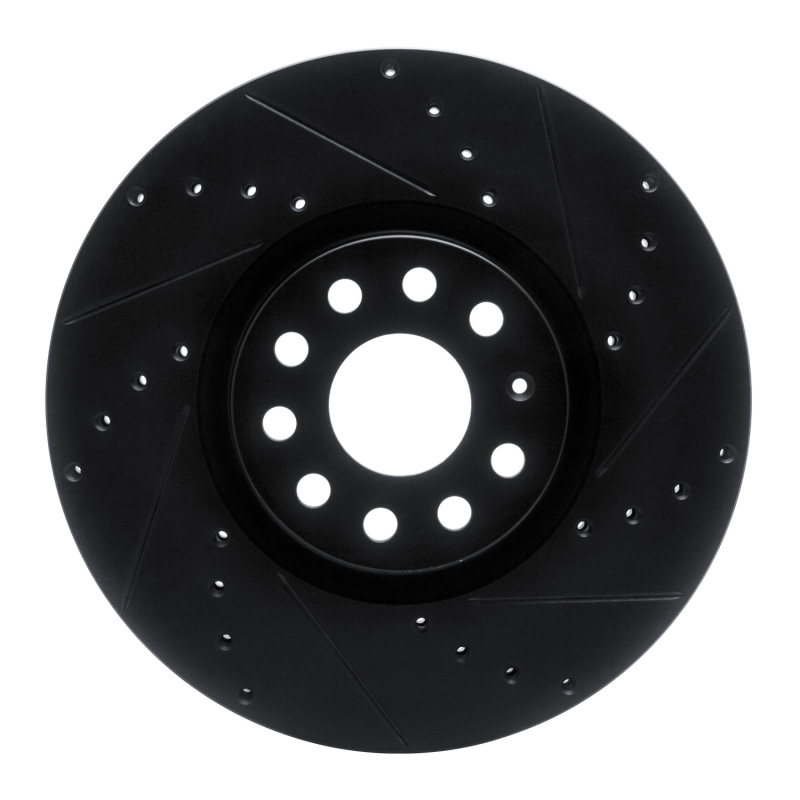 Picture of R1 18-25 Volkswagen ATLAS Front Right Drilled & Slotted Black Brake Rotor
