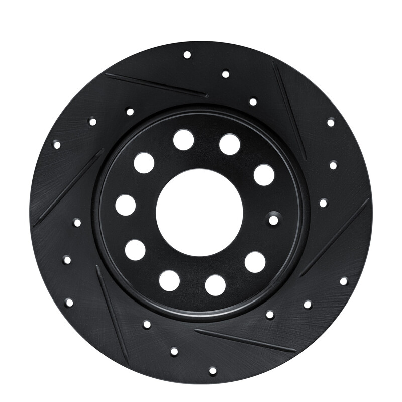 Picture of R1 17-25 Audi Q2 (Mexico) Rear Right Drilled & Slotted Black Brake Rotor