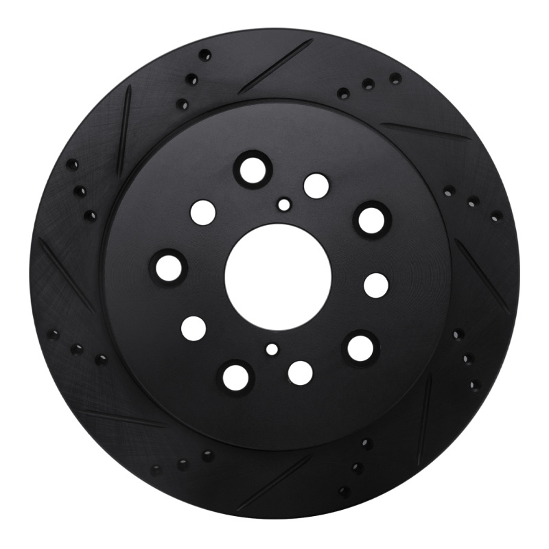 Picture of R1 01-06 Lexus LS430 Rear Left Drilled & Slotted Black Brake Rotor