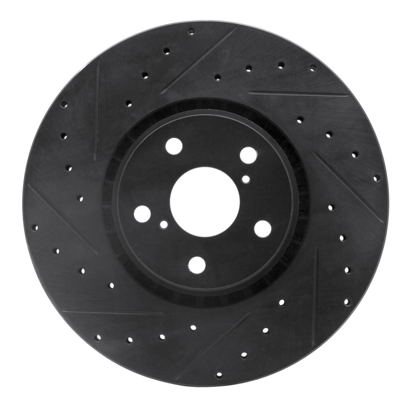Picture of R1 07-11 Lexus GS350 Left Front Drilled & Slotted Black Brake Rotor