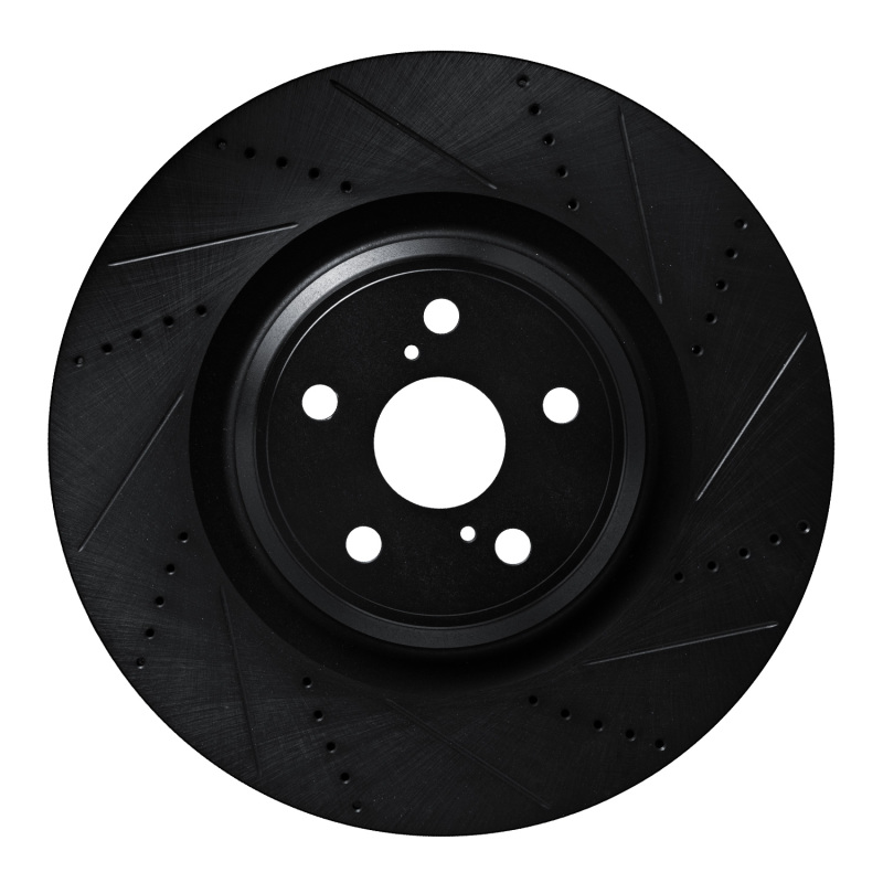 Picture of R1 10-17 Lexus LS460 Left Front Drilled & Slotted Black Brake Rotor