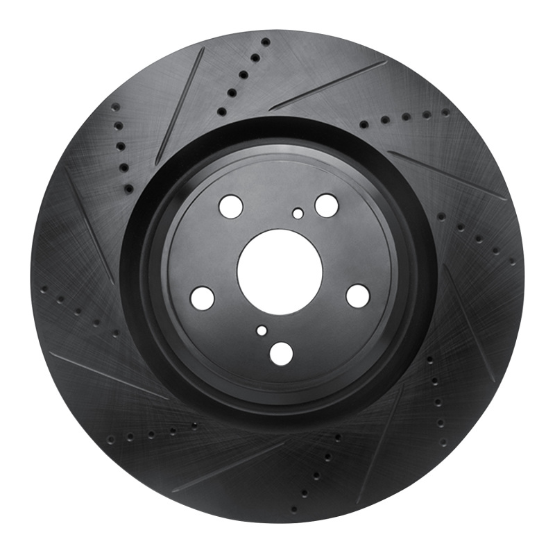 Picture of R1 10-17 Lexus LS460 Right Front Drilled & Slotted Black Brake Rotor