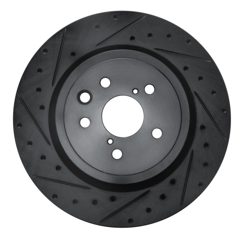 Picture of R1 15-22 Lexus GS F Left Rear Drilled & Slotted Black Brake Rotor