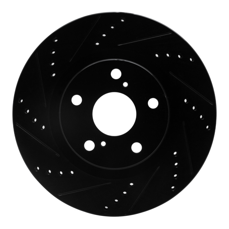 Picture of R1 22-26 Lexus NX450h Rear Left Drilled & Slotted Black Brake Rotor