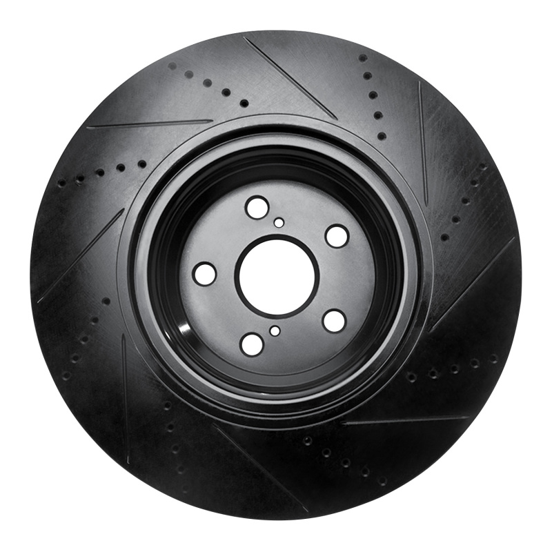 Picture of R1 10-17 Lexus LS460 Right Front Drilled & Slotted Black Brake Rotor