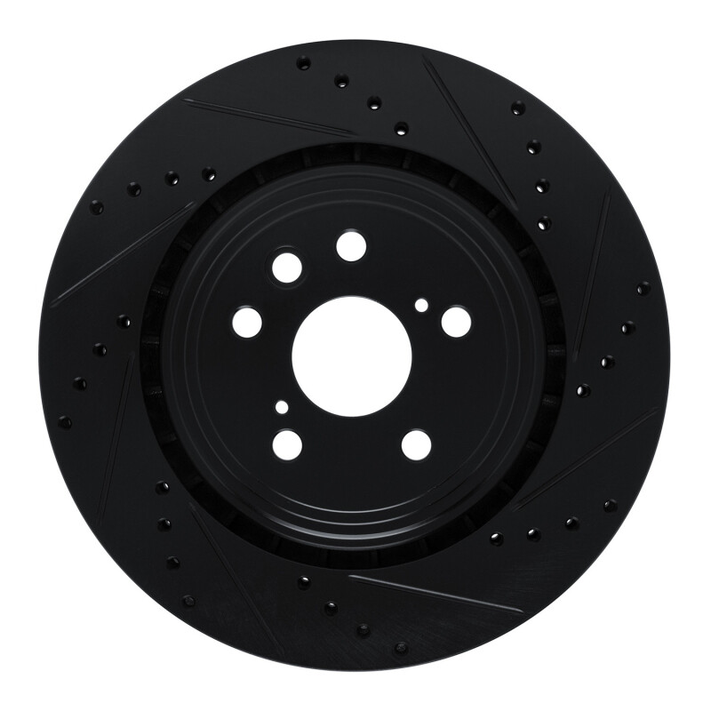 Picture of R1 20-25 Lexus RX350 Front Right Drilled & Slotted Black Brake Rotor