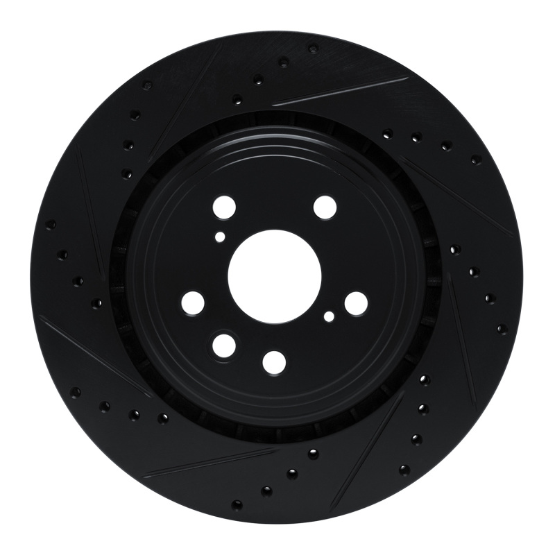 Picture of R1 20-25 Lexus RX350h Front Left Drilled & Slotted Black Brake Rotor