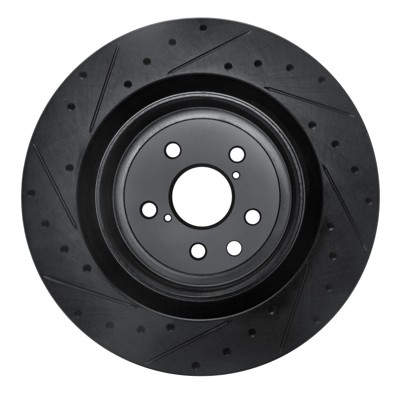 Picture of R1 15-22 Lexus RC F Right Rear Drilled & Slotted Black Brake Rotor