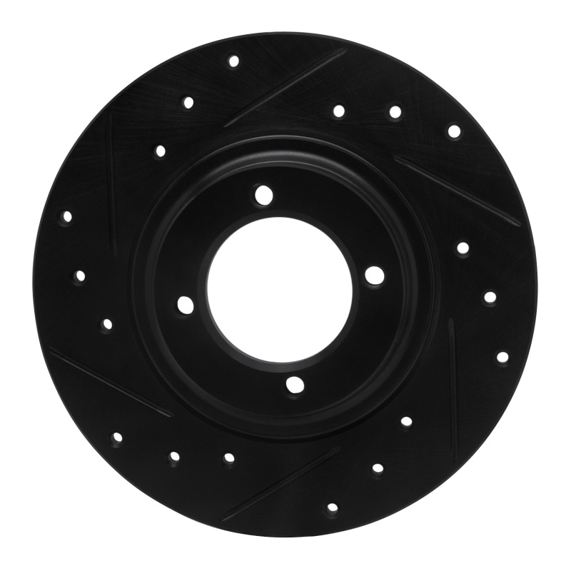 Picture of R1 81-84 Toyota STARLET Front Left Drilled & Slotted Black Brake Rotor