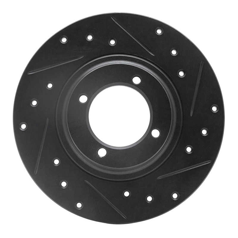 Picture of R1 81-84 Toyota STARLET Front Right Drilled & Slotted Black Brake Rotor