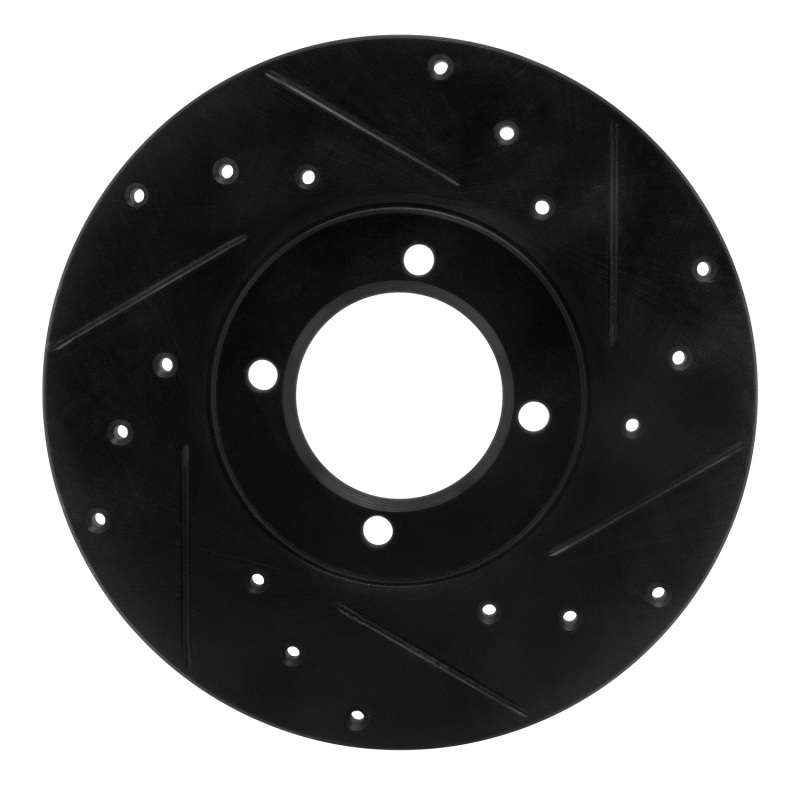 Picture of R1 76-81 Toyota Celica Front Right Drilled & Slotted Black Brake Rotor
