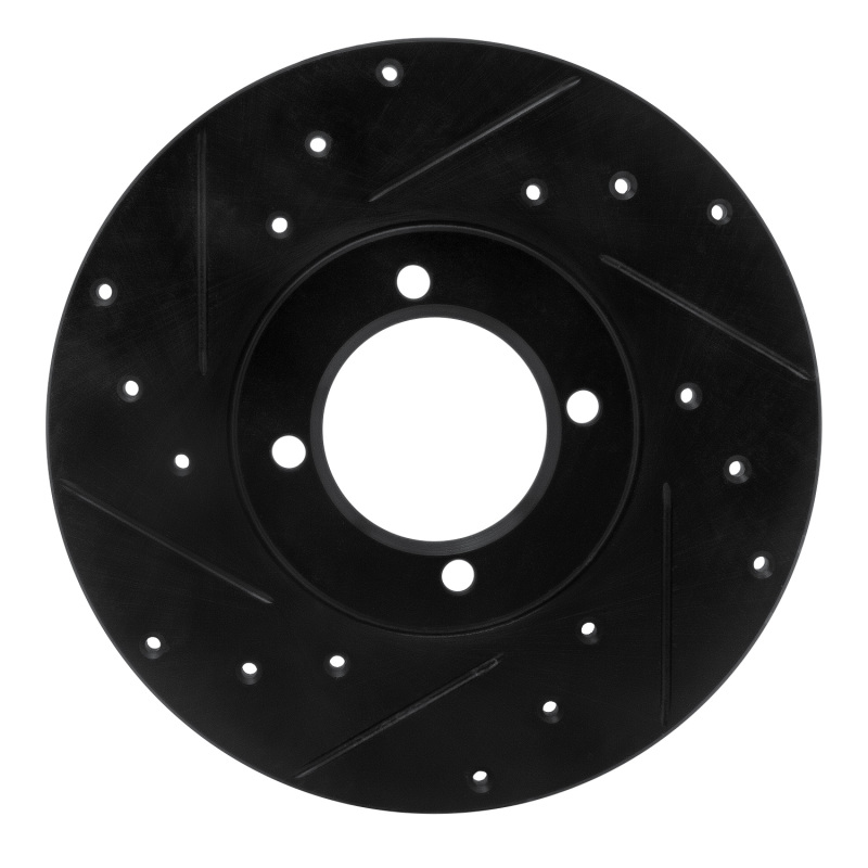 Picture of R1 76-81 Toyota Celica Front Left Drilled & Slotted Black Brake Rotor
