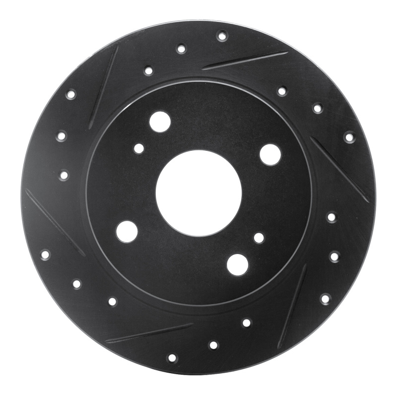 Picture of R1 79-81 Toyota Celica Rear Left Drilled & Slotted Black Brake Rotor