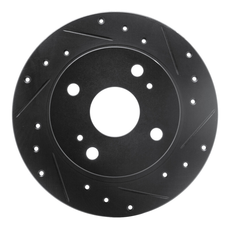 Picture of R1 79-81 Toyota Celica Rear Right Drilled & Slotted Black Brake Rotor