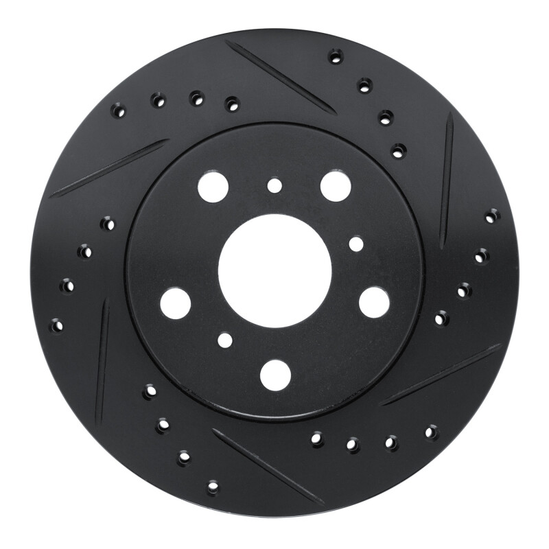 Picture of R1 83-86 Toyota Camry Front Right Drilled & Slotted Black Brake Rotor
