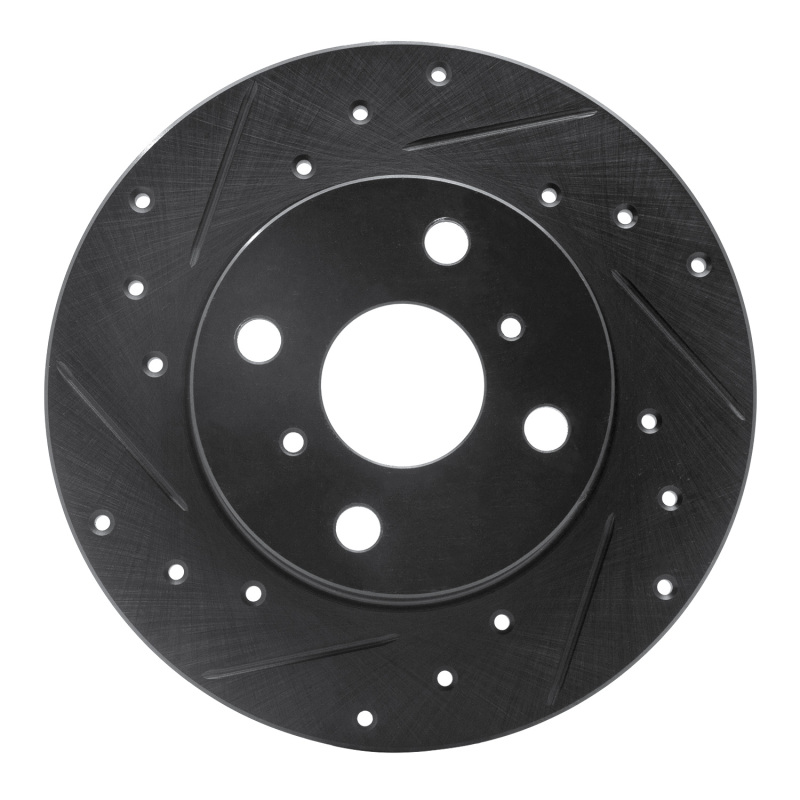 Picture of R1 83-90 Toyota Tercel Front Left Drilled & Slotted Black Brake Rotor