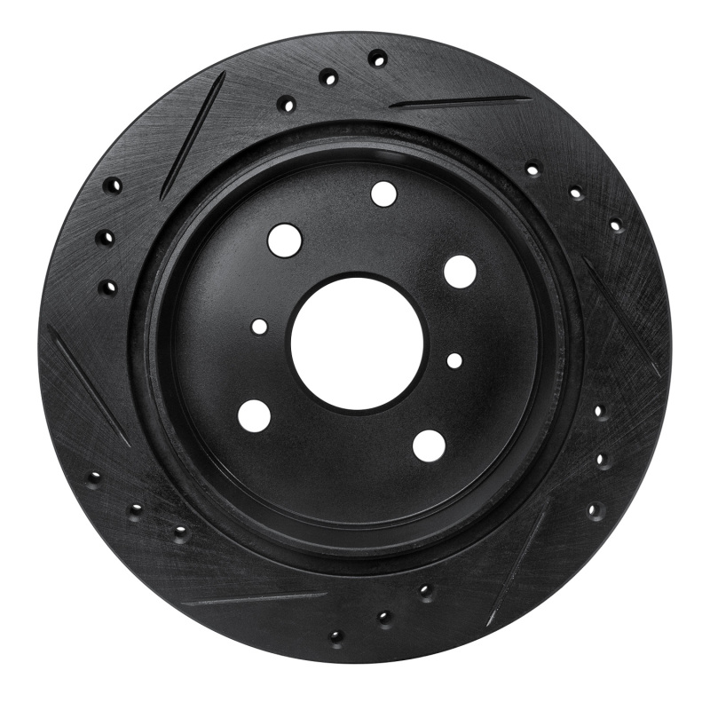 Picture of R1 82-85 Toyota Celica Rear Right Drilled & Slotted Black Brake Rotor