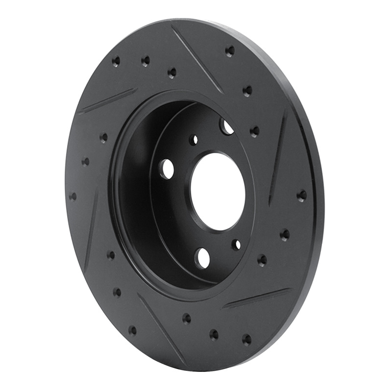 Picture of R1 83-90 Toyota Tercel Front Left Drilled & Slotted Black Brake Rotor