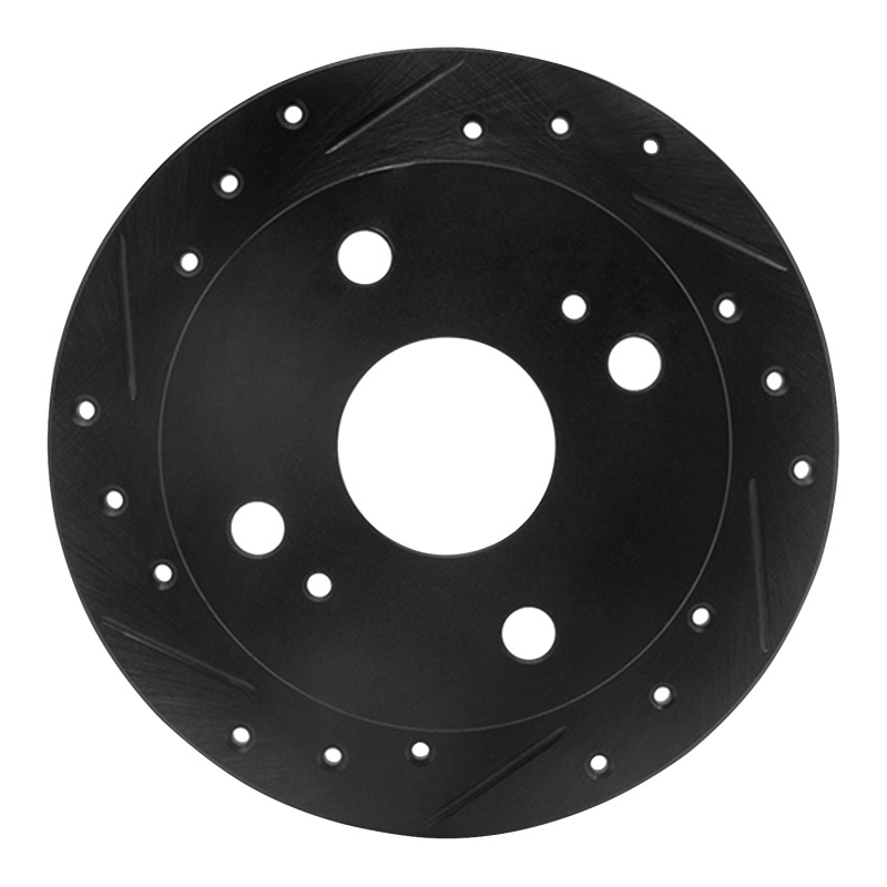 Picture of R1 85-87 Toyota Corolla (US/Canada) Rear Left Drilled & Slotted Black Brake Rotor