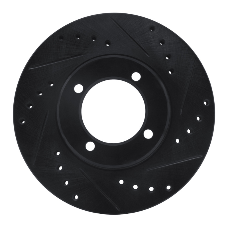 Picture of R1 84-87 Toyota Cressida Front Right Drilled & Slotted Black Brake Rotor
