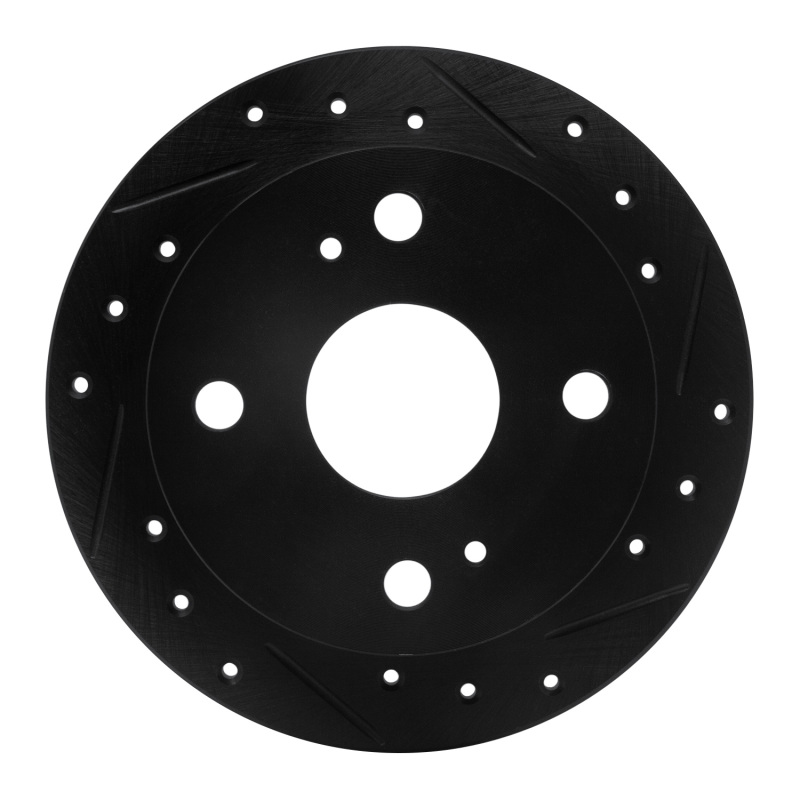 Picture of R1 85-87 Toyota Corolla (US/Canada) Rear Right Drilled & Slotted Black Brake Rotor
