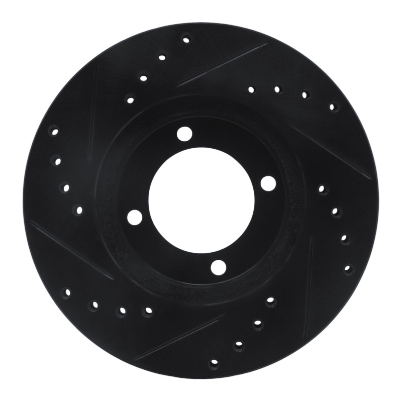 Picture of R1 84-87 Toyota Cressida Front Right Drilled & Slotted Black Brake Rotor